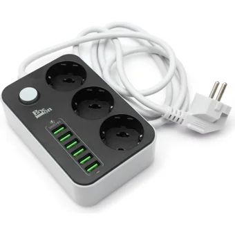 Paleon 3'lü Soket 1.6 metre 6'lı USB Kablolu Çiftli Akım Korumalı Priz