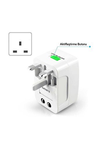 S-Link Slx-04A Tekli Soket 2'li USB Kablosuz Tekli Akım Korumalı Priz