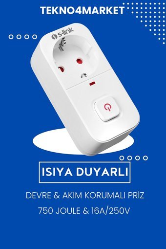 S-Link Sl-010 Tekli Soket Kablosuz Tekli 750 J Akım Korumalı Priz