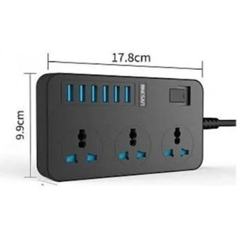 Power Tb-T09 3'lü Soket 6'lı USB Kablolu Çiftli Akım Korumalı Priz