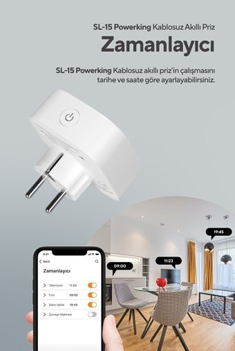 S-Link Sl-15 Tekli Soket Kablosuz Tekli Akım Korumalı Priz