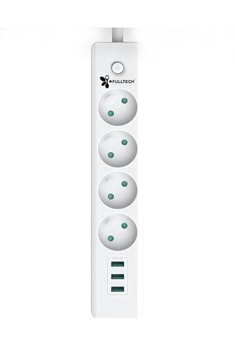 Fulltech Ftr-06 4'lü Soket 2 metre 3'lü USB Kablolu Çiftli Akım Korumalı Priz