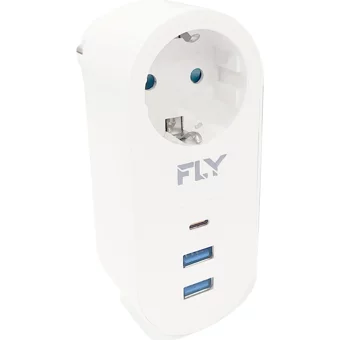 Fly 3400-01 Tekli Soket 3'lü USB Kablosuz Tekli 2500 J Akım Korumalı Priz