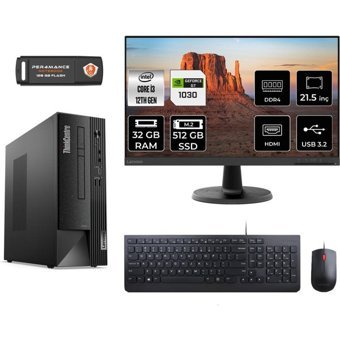 Lenovo Thinkcentre Neo 50S 11SX002VTXMNT3327 Harici GeForce RTX 3060 Ti Intel Core i3 12100 32 GB Ram 512 GB SSD Tower FreeDos 21.5 inç Monitörlü Masaüstü Bilgisayar + PER4 BELLEK