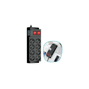 Strongart 8'li Soket 2 metre 3'lü USB Kablolu Çiftli Akım Korumalı Priz