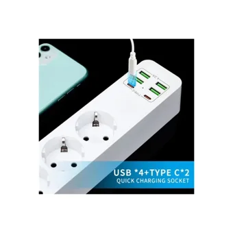 Hepu Hm 137311 3'lü Soket 2 metre 4'lü USB Kablolu Tekli Akım Korumalı Priz