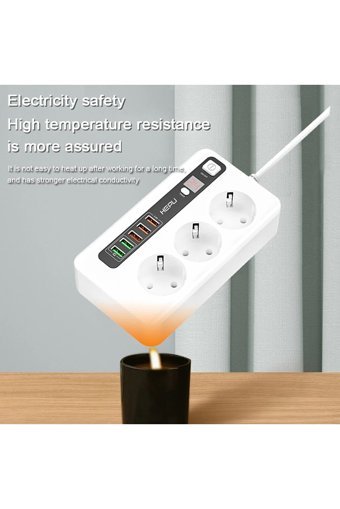 Hepu Hp-H03 3'lü Soket 2 metre Kablolu Çiftli Akım Korumalı Priz