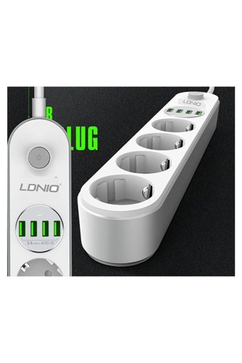 Ldnio Se4432 4'lü Soket 2 metre 4'lü USB Kablolu Tekli Akım Korumalı Priz