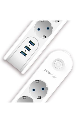 Polosmart Mp09 3'lü Soket 2 metre 3'lü USB Kablosuz Tekli 2500 J Akım Korumalı Priz