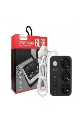 Ldnio Se3631 3'lü Soket 1.6 metre 6'lı USB Kablolu Çiftli Akım Korumalı Priz