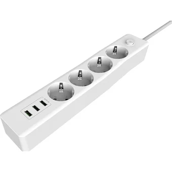 Coverzone 4'lü Soket 2 metre 3'lü USB Kablolu Çiftli Akım Korumalı Priz