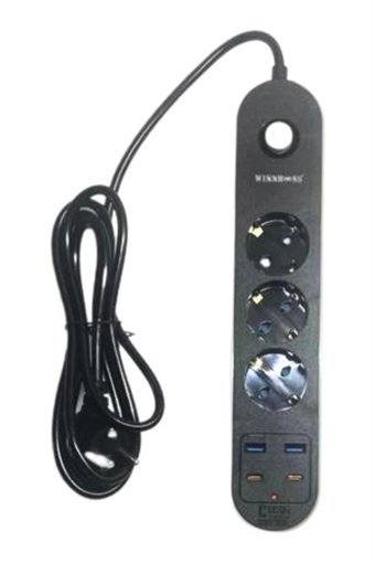 Mital 53837 3'lü Soket 2'li USB Kablolu Çiftli Akım Korumalı Priz