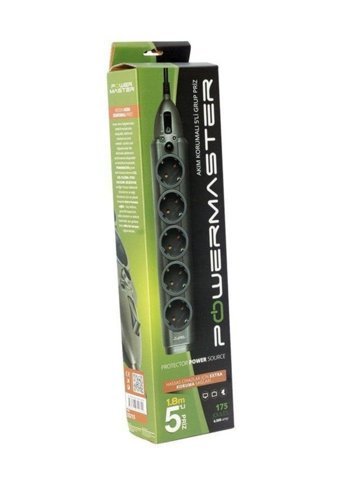 Powermaster Pm-33215 5'li Soket 1.8 metre Kablolu Çiftli Akım Korumalı Priz