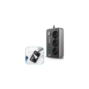 WINNBOSS 3'lü Soket 2 metre 3'lü USB Kablolu Çiftli Akım Korumalı Priz