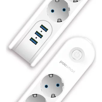 Polosmart Mp09 3'lü Soket 2 metre 3'lü USB Kablolu Çiftli 2500 J Akım Korumalı Priz