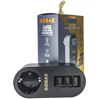 Gobax Mg-102 Tekli Soket 2 metre 3'lü USB Kablolu Tekli Akım Korumalı Priz