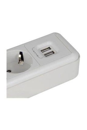 Rutter 75383413 3'lü Soket 1.5 metre 2'li USB Kablolu Çiftli Akım Korumalı Priz