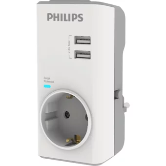 Philips Chp4010W Tekli Soket 2'li USB Kablosuz Tekli 380 J Akım Korumalı Priz