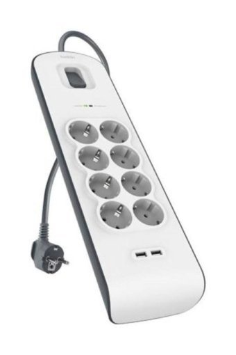 Belkin Bsv804Vf2M 8'li Soket 2 metre 2'li USB Kablolu Çiftli 900 J Akım Korumalı Priz