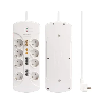 Philips Sps1063A 8'li Soket 2 metre Kablolu Çiftli 4200 J Akım Korumalı Priz