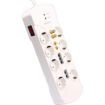 Philips Sps1063A 8'li Soket 2 metre Kablolu Çiftli 4200 J Akım Korumalı Priz