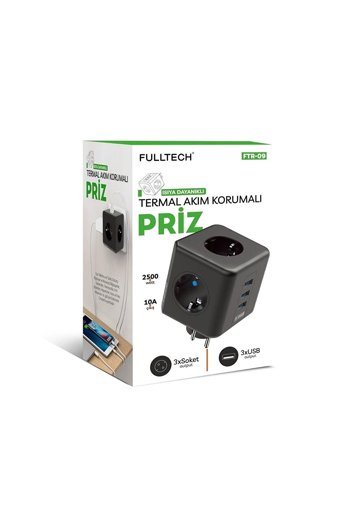 Aırstorr Ftr-09 3'lü Soket 3'lü USB Kablosuz Tekli Akım Korumalı Priz