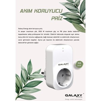 Galaxy Energy A220 Tekli Soket Kablosuz Tekli Akım Korumalı Priz