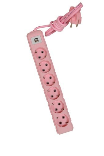 Ufo Electric 60215 6'lı Soket 5 metre 2'li USB Kablolu Tekli 2500 J Akım Korumalı Priz