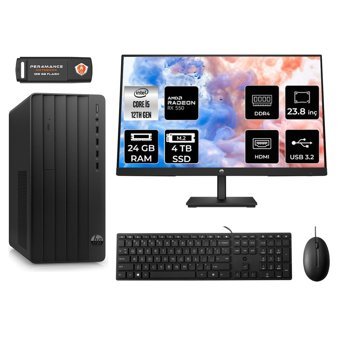 HP Tower 290 G9 6D3A5EA Harici Radeon RX 550 Intel Core i5 12500 24 GB Ram 4 TB SSD Tower FreeDos 23.8 inç Monitörlü Masaüstü Bilgisayar