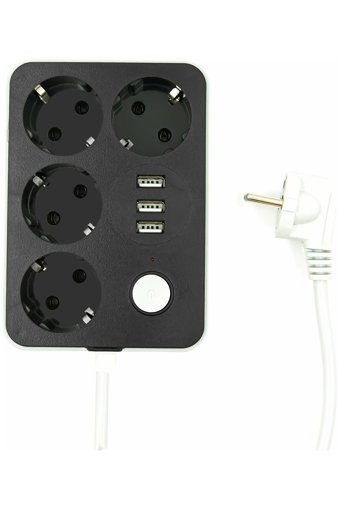 Egonex Cx-U314 4'lü Soket 2 metre 3'lü USB Kablolu Çiftli Akım Korumalı Priz
