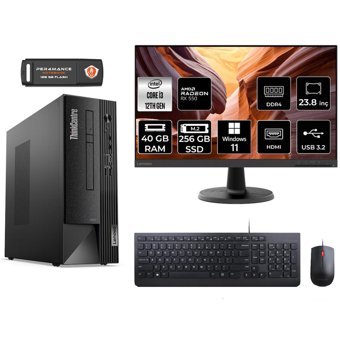 Lenovo Thinkcentre Neo 50S 11SX002VTX Harici Radeon RX 550 Intel Core i3 12100 40 GB Ram 256 GB SSD Tower Windows 11 Home 23.8 inç Monitörlü Masaüstü Bilgisayar