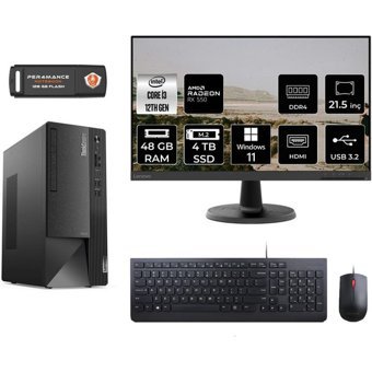 Lenovo Thinkcentre Neo 50T 11SC001ATXMNT1395 Harici Radeon RX 550 Intel Core i3 12100 48 GB Ram 4 TB SSD Tower Windows 11 Home 21.5 inç Monitörlü Masaüstü Bilgisayar + PER4 BELLEK