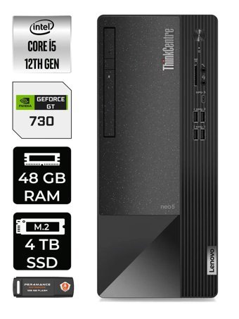 Lenovo NEO 50T 11SE00BPTX Harici GeForce GT 730 4 GB Intel Core i5 12400 48 GB Ram 4 TB SSD Tower Windows 11 Pro Masaüstü Bilgisayar + PER4 BELLEK