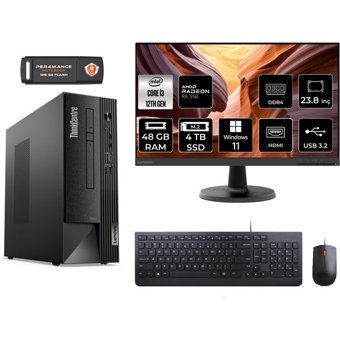 Lenovo Thinkcentre Neo 50S 11SX002VTXMNT1445 Harici Radeon RX 550 Intel Core i3 12100 48 GB Ram 4 TB SSD Tower Windows 11 Pro 23.8 inç Monitörlü Masaüstü Bilgisayar + PER4 BELLEK