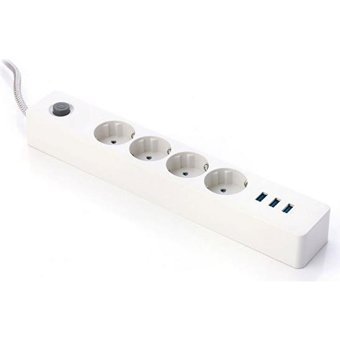 River World 4'lü Soket 2 metre 3'lü USB Kablolu Çiftli Akım Korumalı Priz