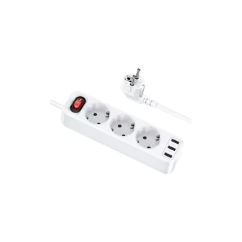 Hoco Ns2 3'lü Soket 1.8 metre 3'lü USB Kablolu Çiftli Akım Korumalı Priz