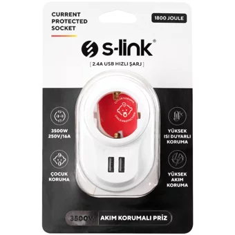 S-Link Sl-09 Soket Akım Korumalı Priz