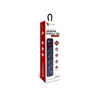 Fulltech Ftr-04 4'lü Soket 2 metre Kablolu Tekli Akım Korumalı Priz