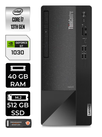 Lenovo NEO 50T 12JD0008TR Harici GeForce RTX 3060 Ti Intel Core i7 13700 40 GB Ram 512 GB SSD Tower Windows 11 Home Masaüstü Bilgisayar + PER4 BELLEK