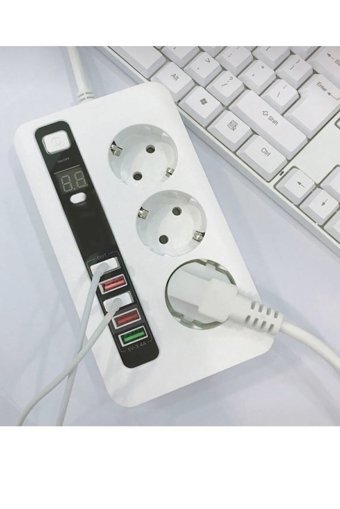 Paleon Tyc00308032639 3'lü Soket 2 metre 4'lü USB Kablolu Çiftli Akım Korumalı Priz