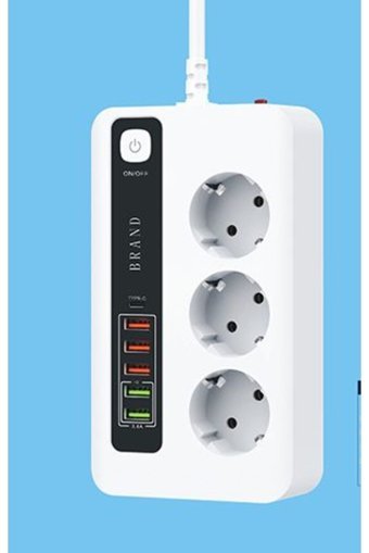 Hepu Hp-H03 3'lü Soket 2 metre 5'li USB Kablolu Çiftli Akım Korumalı Priz