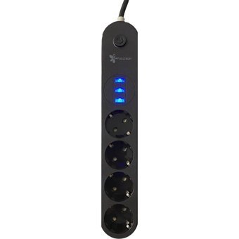 Mero 4'lü Soket 2 metre 3'lü USB Kablolu Çiftli Akım Korumalı Priz