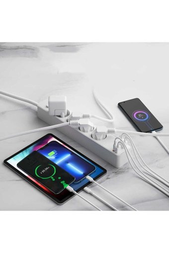 Dolia 4'lü Soket 1 metre 4'lü USB Kablolu Çiftli Akım Korumalı Priz
