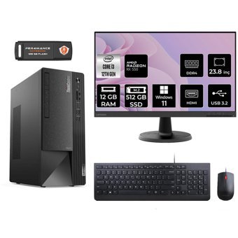 Lenovo Thinkcentre Neo 50T 11SC001ATX Harici Radeon RX 550 Intel Core i3 12100 12 GB Ram 512 GB SSD Tower Windows 11 Home 23.8 inç Monitörlü Masaüstü Bilgisayar