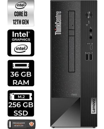 Lenovo Thinkcentre Neo 50S 11SX002VTXP331 Harici GeForce RTX 3060 Ti Intel Core i3 12100 36 GB Ram 256 GB SSD Tower FreeDos Masaüstü Bilgisayar + PER4 BELLEK
