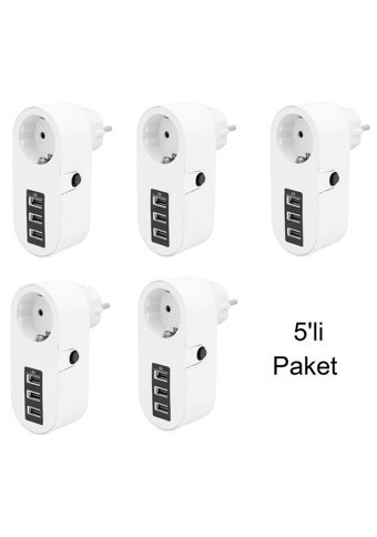 Powermaster Pm4913 Tekli Soket 3'lü USB Kablosuz Tekli Akım Korumalı Priz