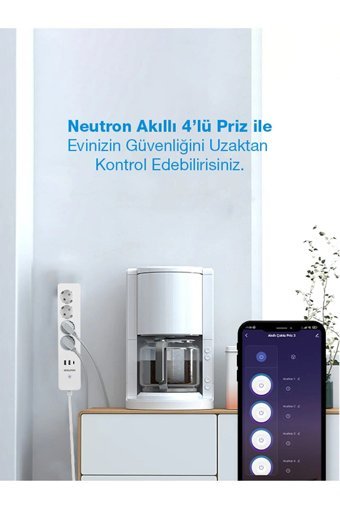 Neutron Ntl-Sw07 4'lü Soket 1 metre 2'li USB Kablolu Çiftli Akım Korumalı Priz