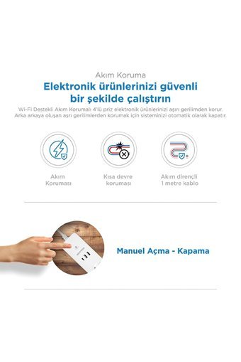 Neutron Ntl-Sw07 4'lü Soket 1 metre 2'li USB Kablolu Çiftli Akım Korumalı Priz