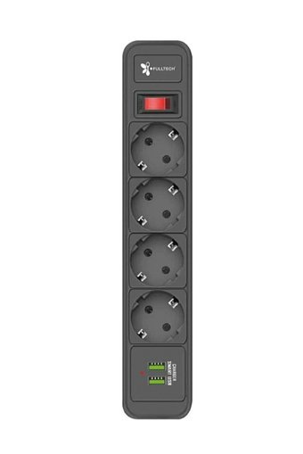 Fulltech Ftr-04 4'lü Soket 2 metre 2'li USB Kablolu Çiftli Akım Korumalı Priz