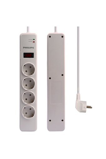 Philips Sps1040B 4'lü Soket 2 metre Kablolu Çiftli 1050 J Akım Korumalı Priz